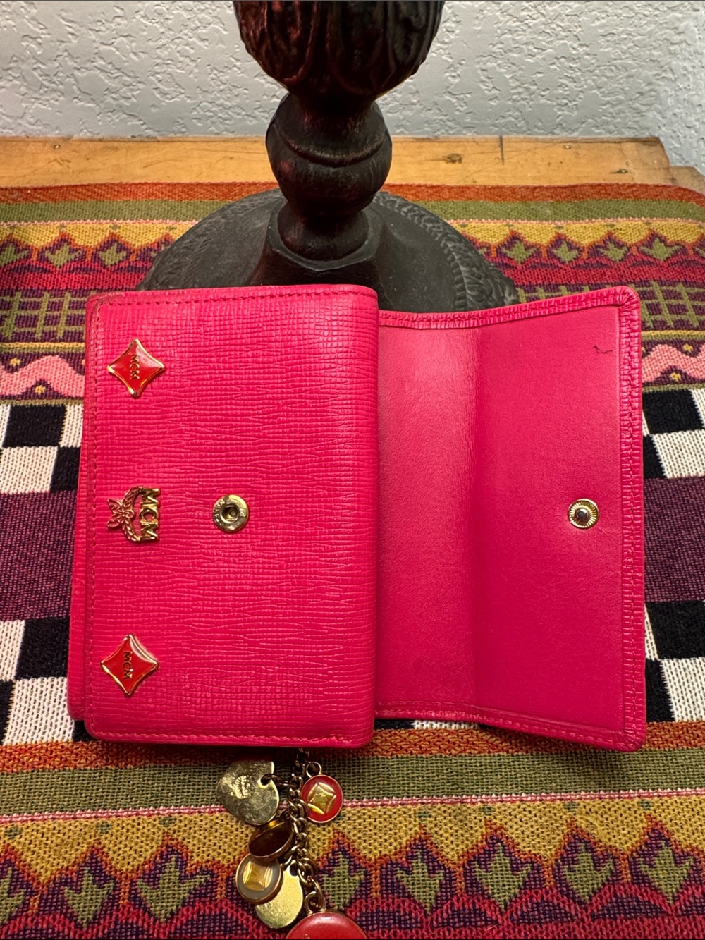 MCM Hot Pink Leather Continental Wallet with Gold Hardware - Picture 8 of 9